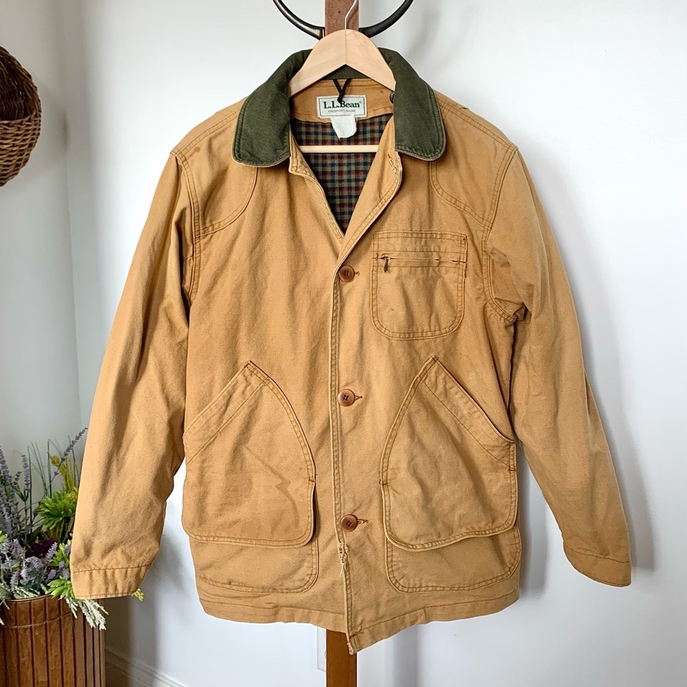 Vintage LL Bean Field Coat Barn Jacket & Primaloft Liner Tan Brown USA - Picture 16 of 16